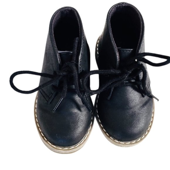 Black Faux Leather Lace Up Ankle Boots - Picture 4 of 7